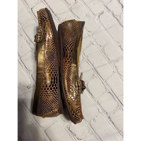 Anne Klein 6 Snake Embossed Leather Loafers Brown Metallic Iflex Comfort Shoe - Picture 6 of 9